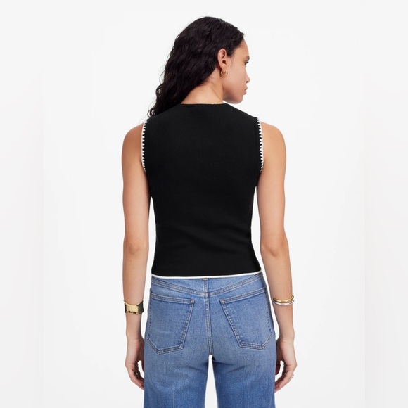 Madewell Blanket-Stitch Crewneck Sweater Tank Size S NWT - Picture 3 of 10